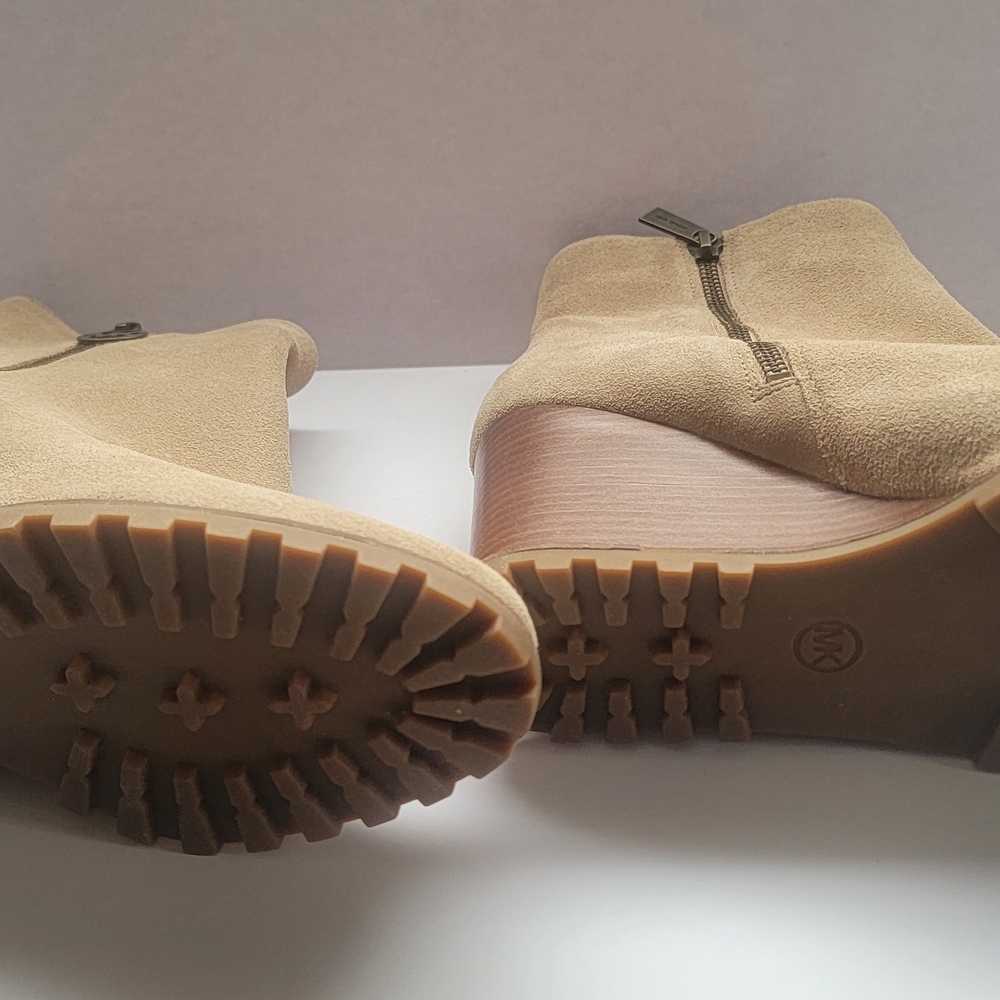 Michael Kors Beige Suede Wedge Ankle Boots - Picture 2 of 7